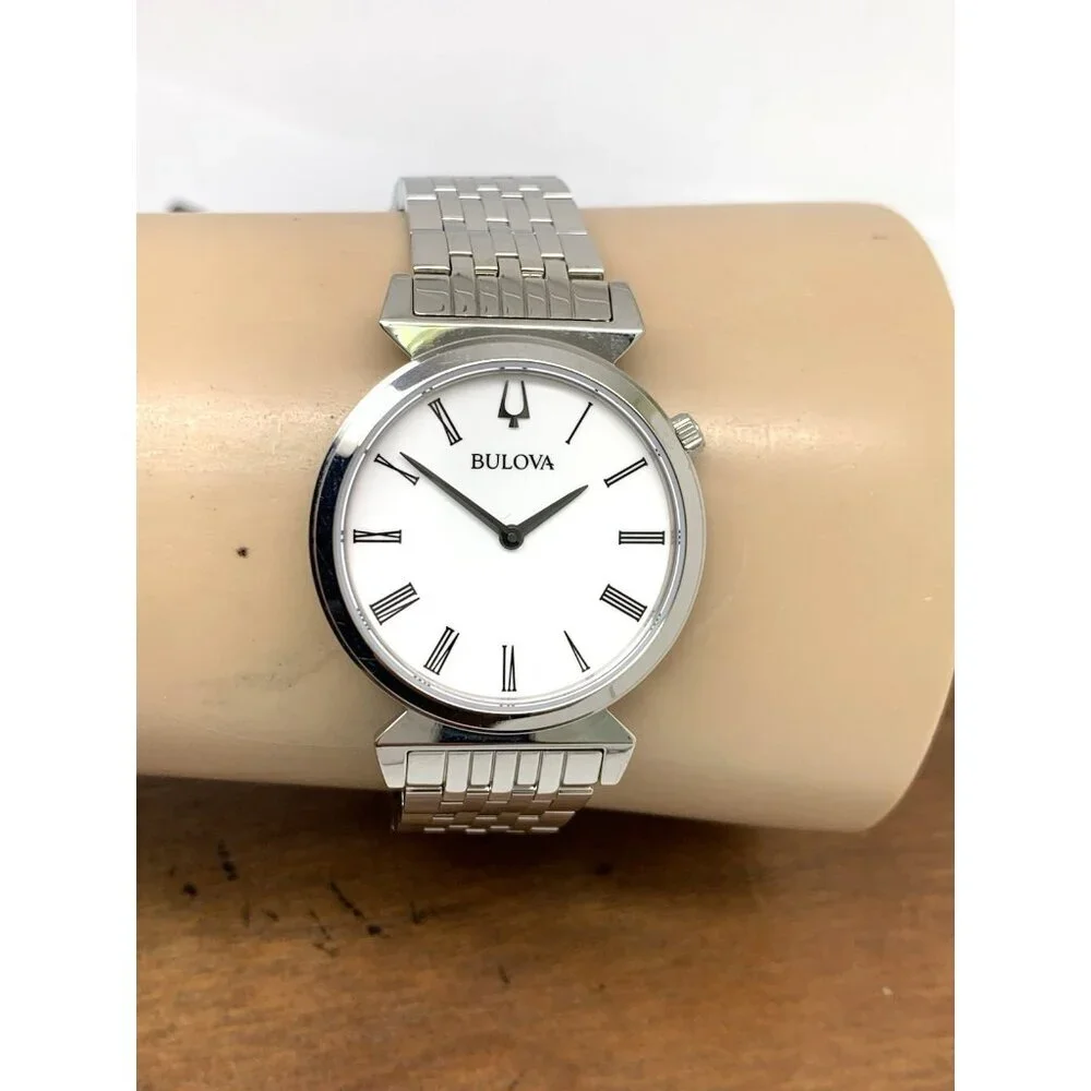 Bulova Women's Watch 96L275 Regatta Quartz Roman White Dial Silver Steel 30mm